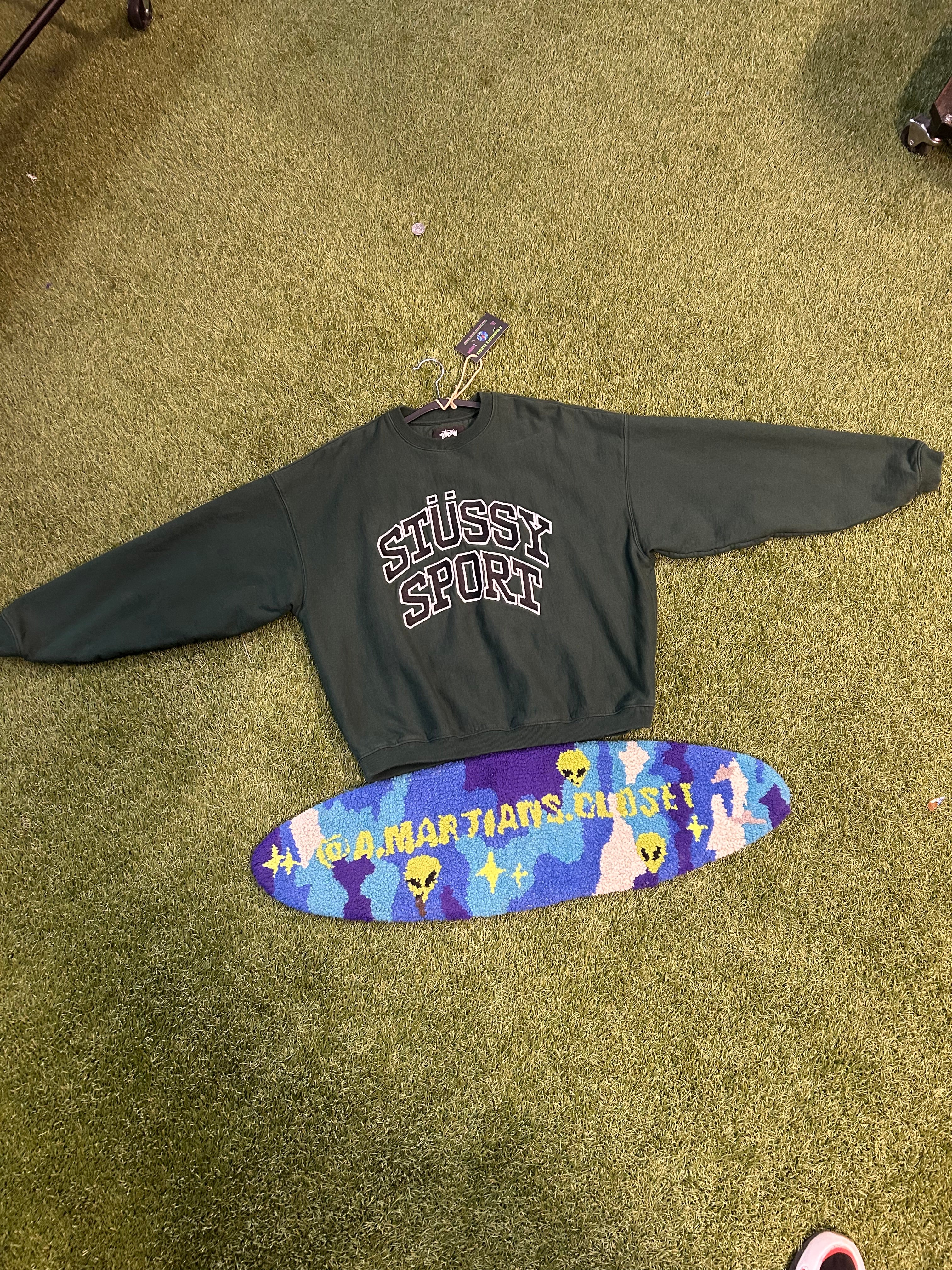 Stussy Sports Green Crewneck Relaxed Fit