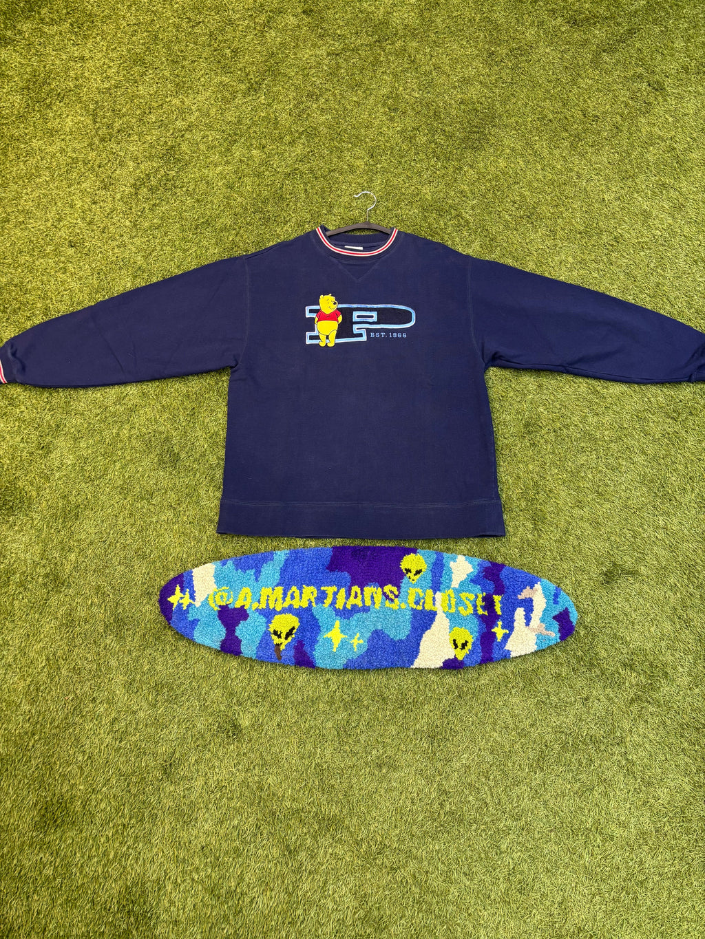 Vintage Winnie the Pooh “P” red striped crew neck Disney pals