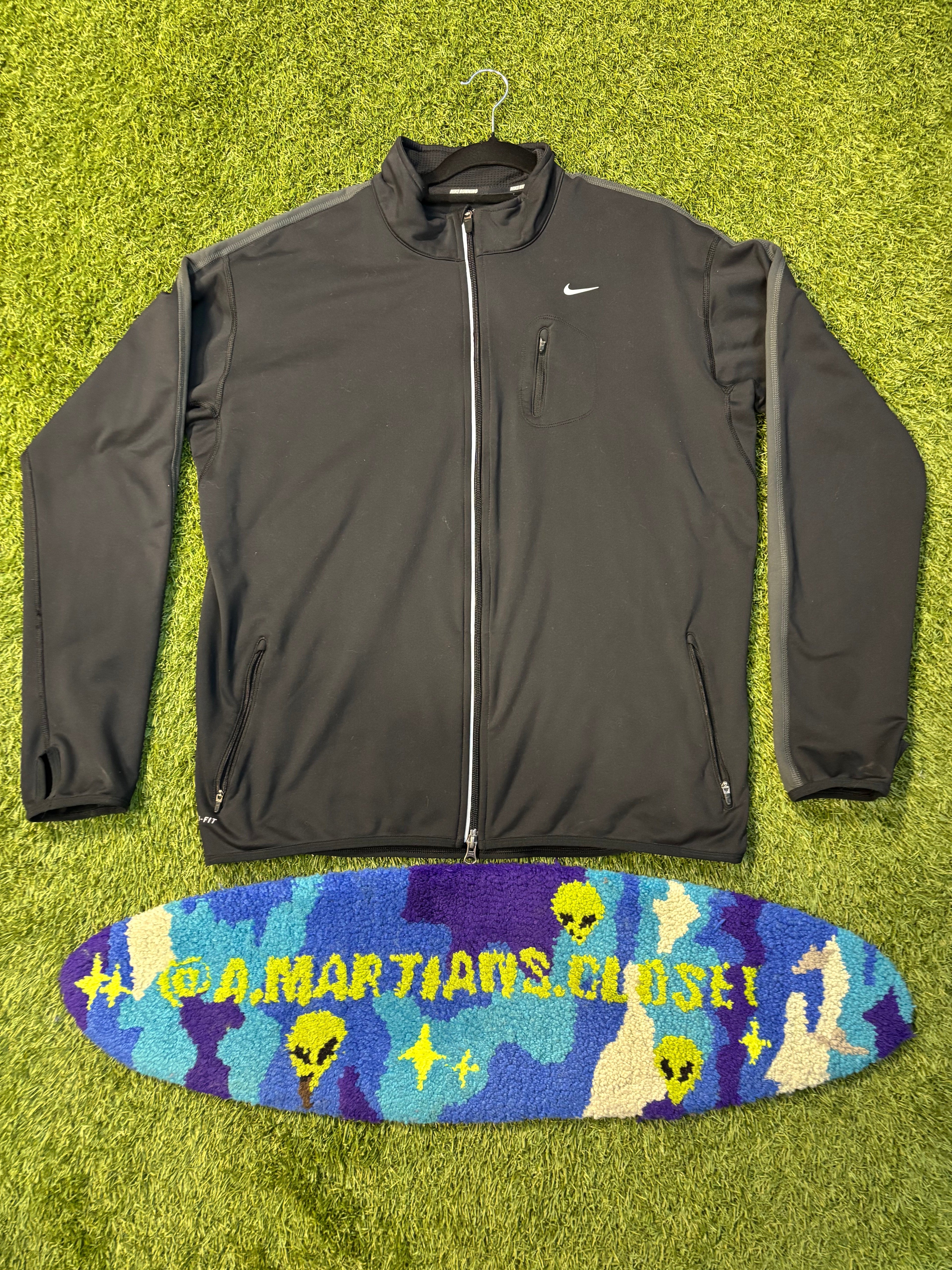 Black and Dark Grey Nike Running Dri-fit Full Zip Jacket Size XL