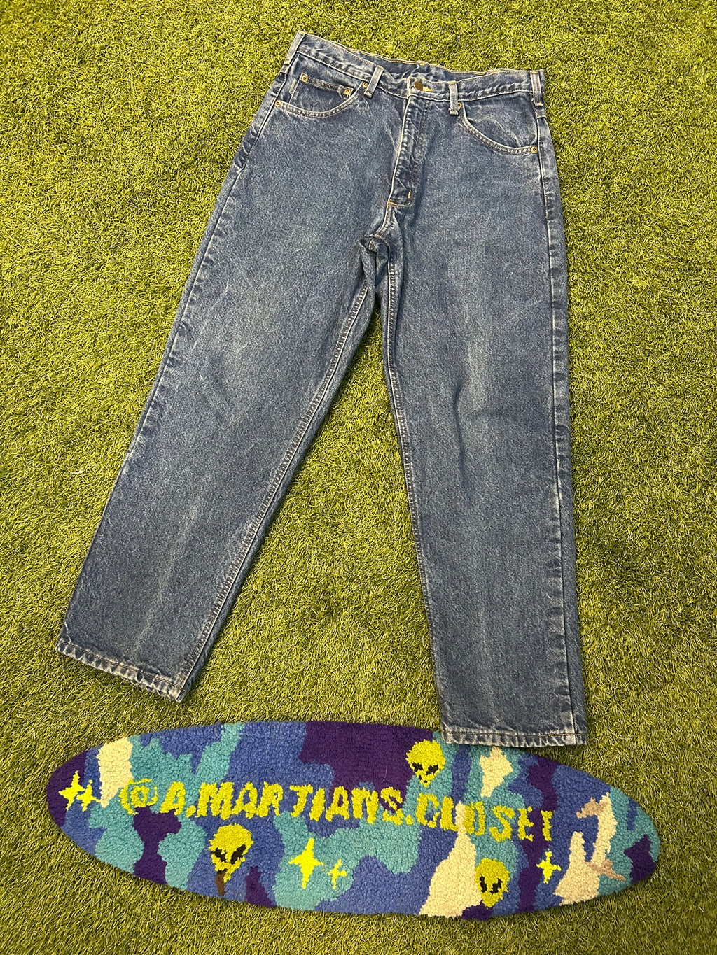 Vintage Carhartt B21 DST Flannel Lined Dark Blue Jeans