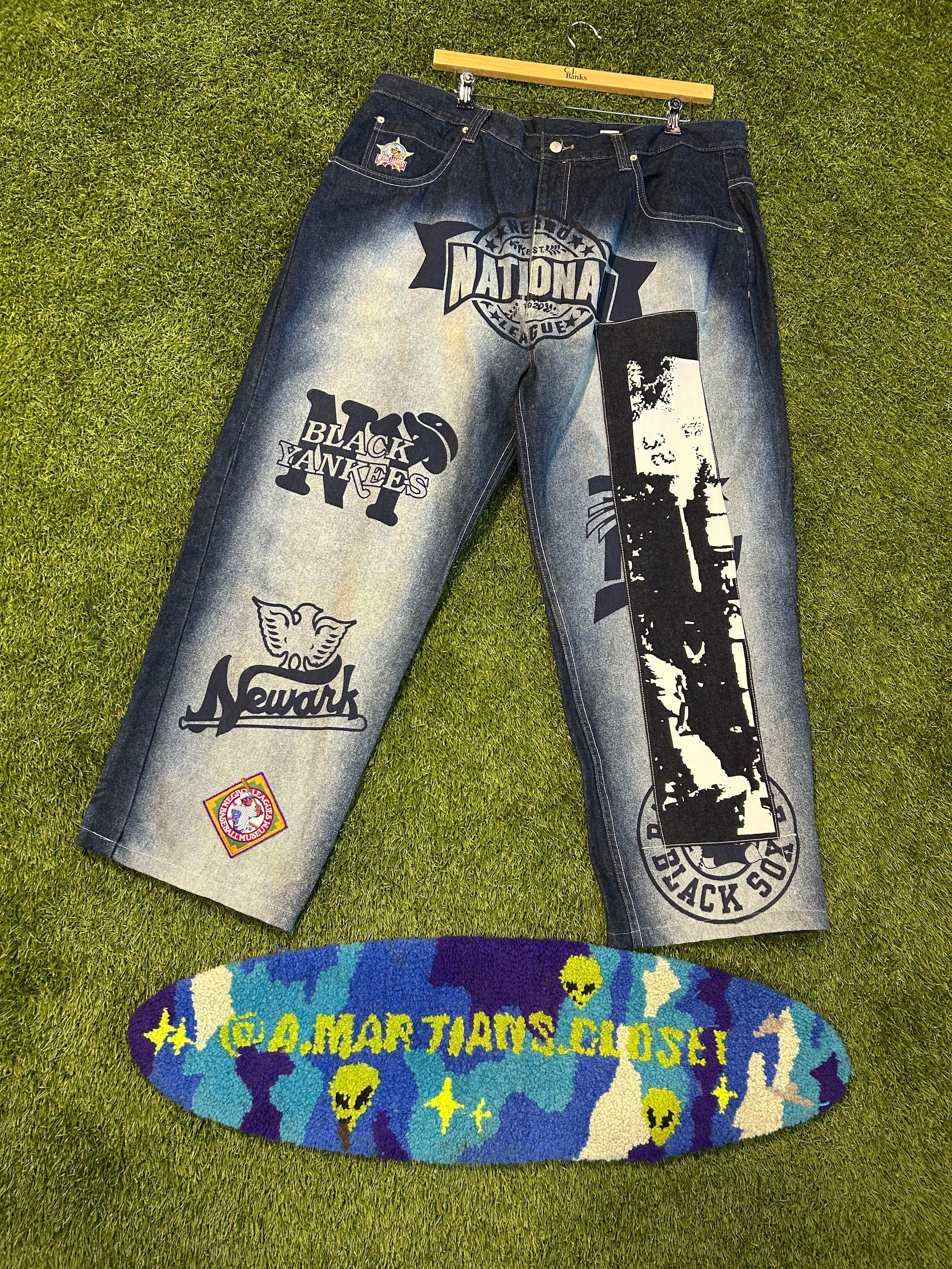 Y2K NLBM Blue Denim Embroidered Jacket+Denim Jeans