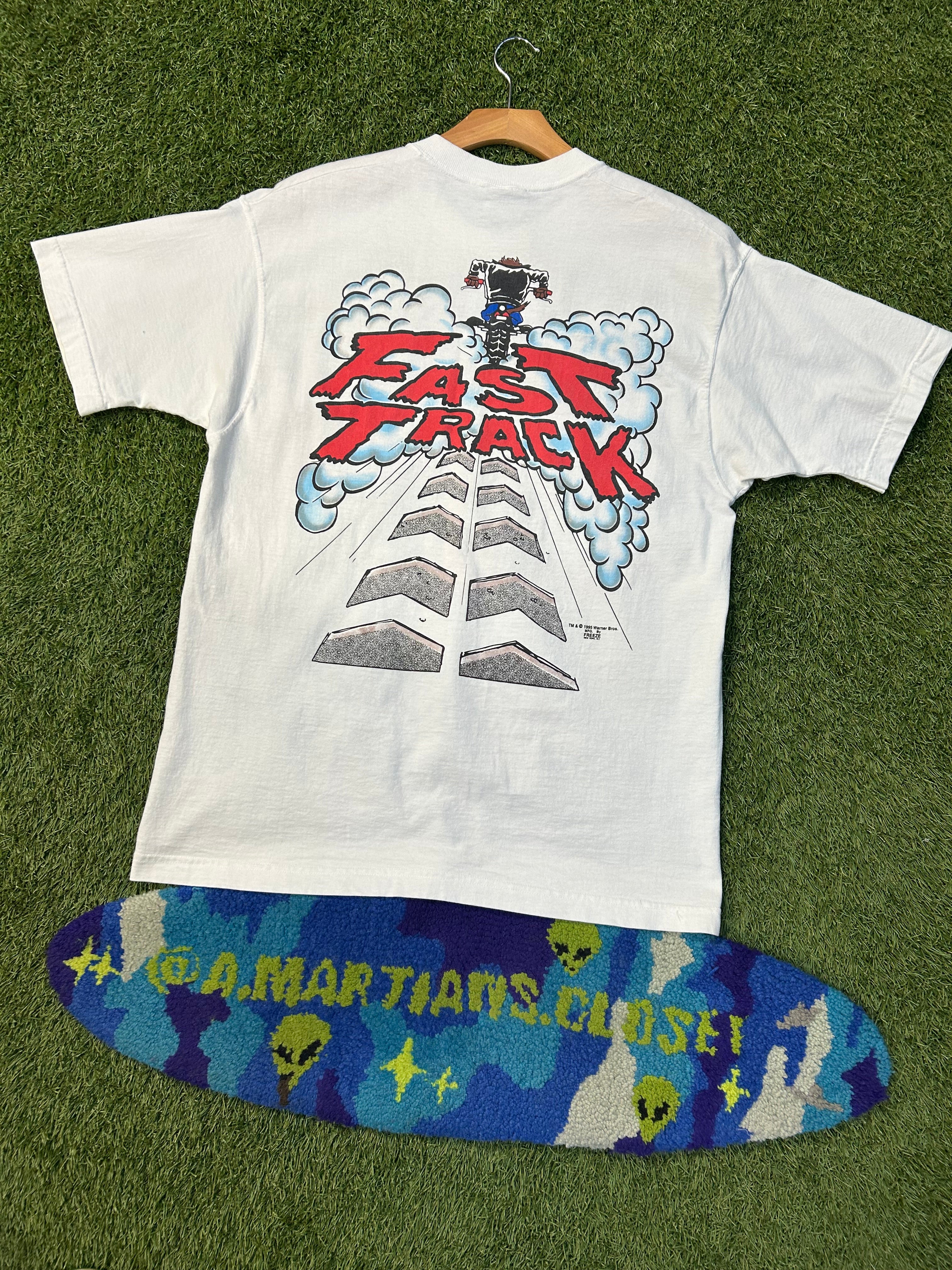 Vintage 1995 Tasmania Devil Motorcycle Fast Track AOP Front Tee