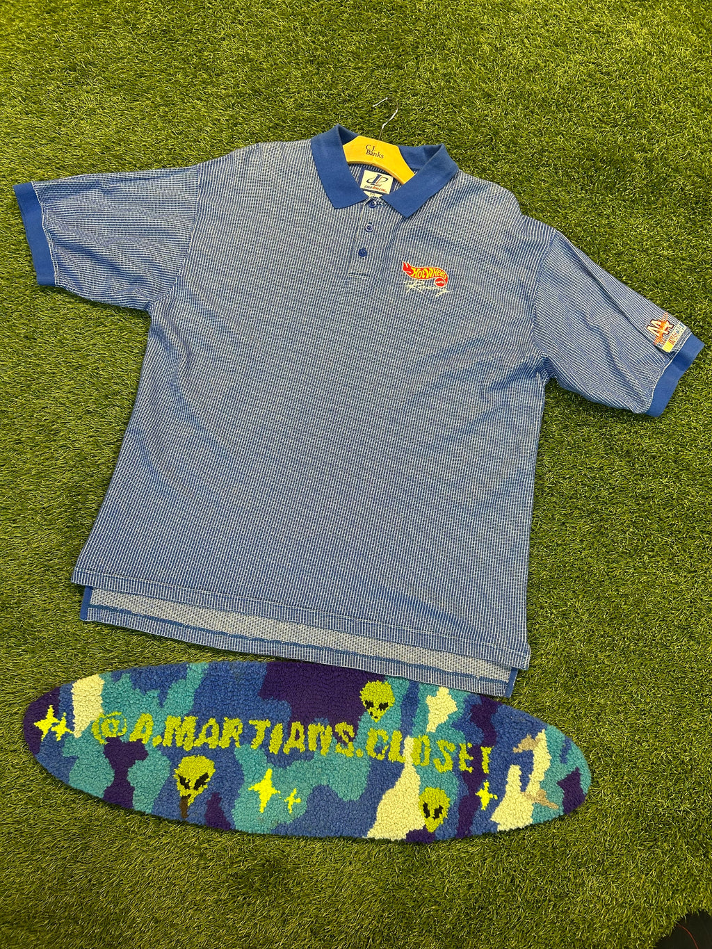 Vintage Hot Wheels Mattel Embroidered Logo Collard Shirt