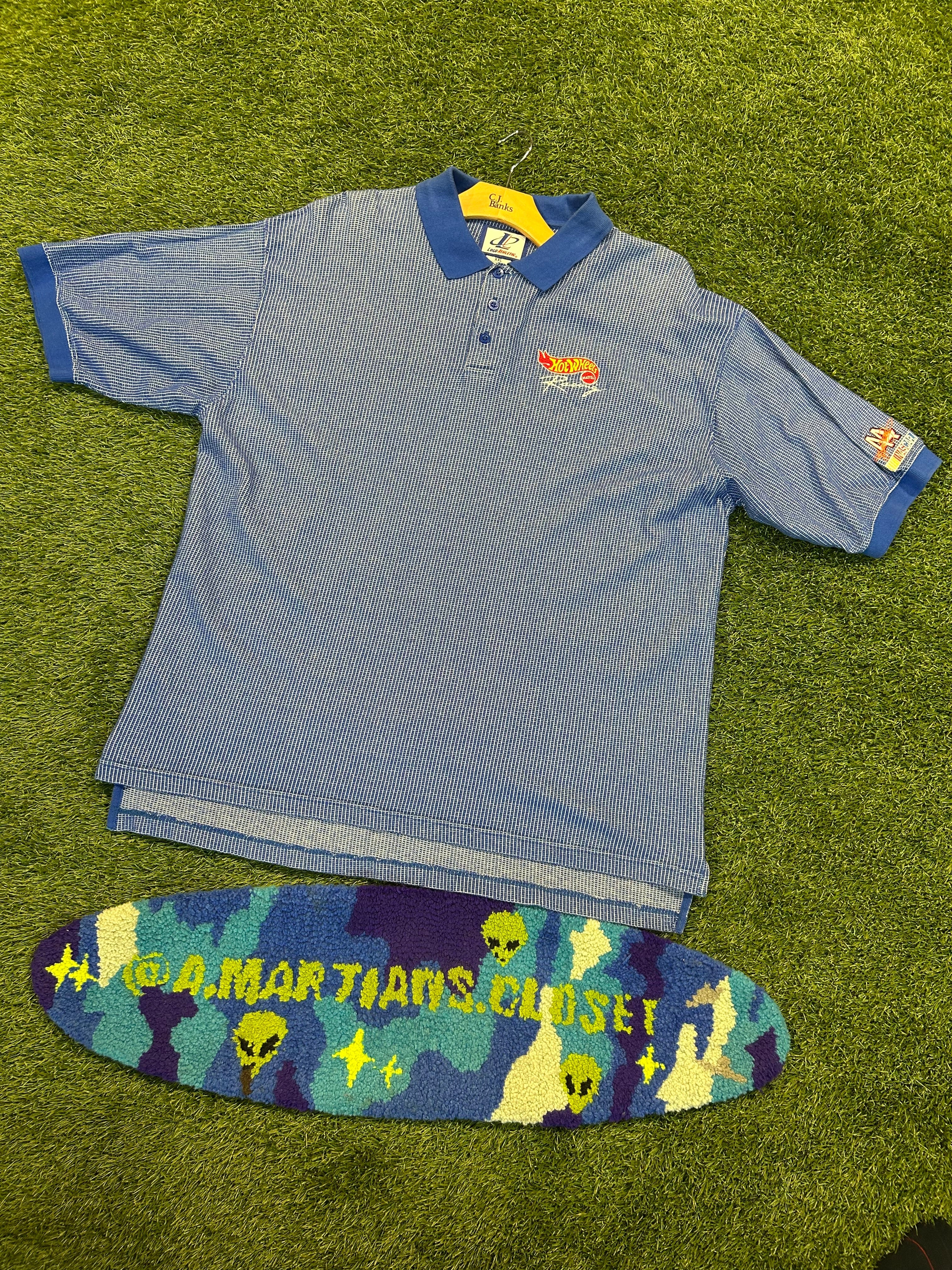 Vintage Hot Wheels Mattel Embroidered Logo Collard Shirt