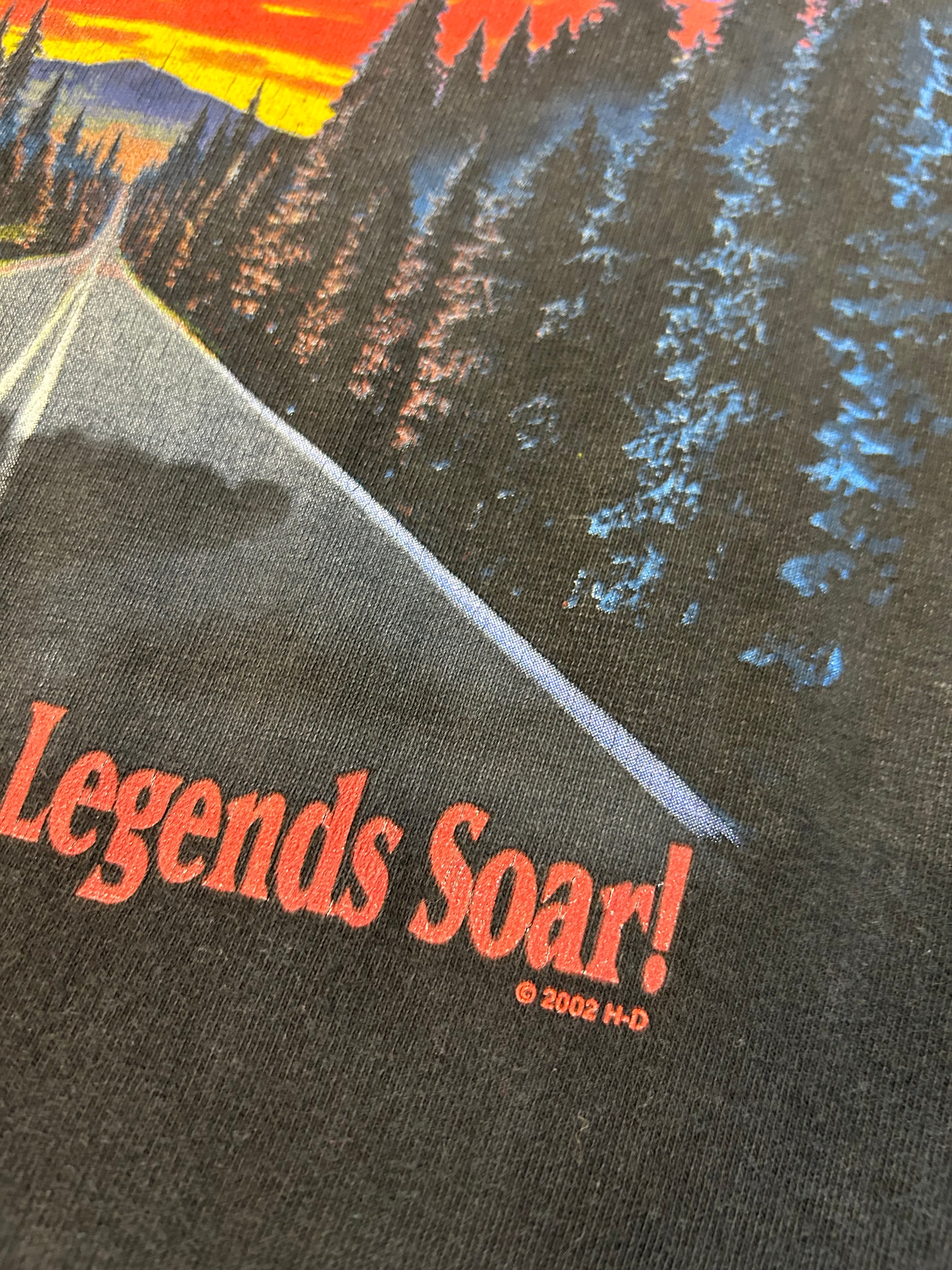 Y2K Harley Davidson Legends Roar Where Legends Soar Tee