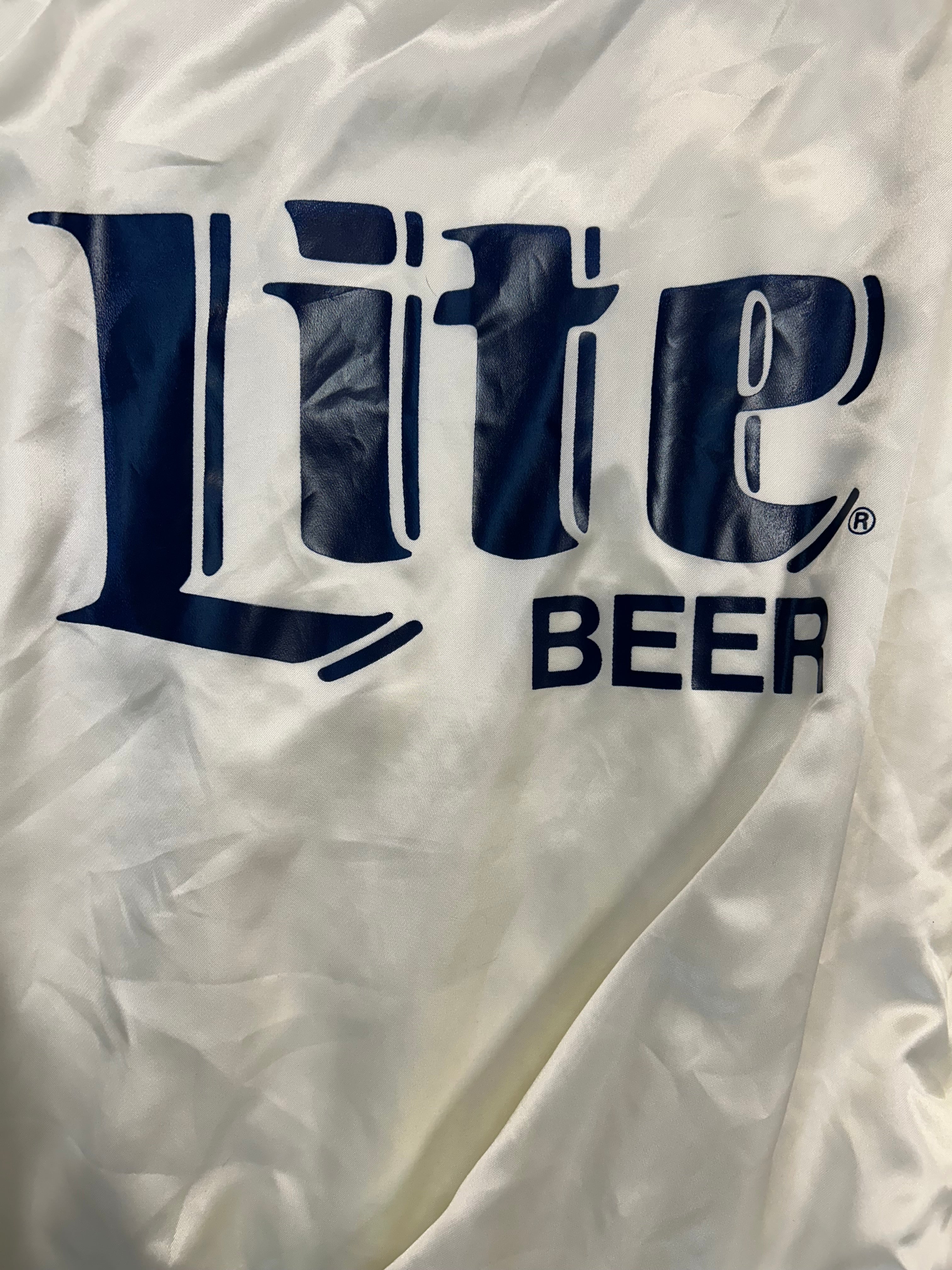 Vintage Miller Lite White Bomber Jacket