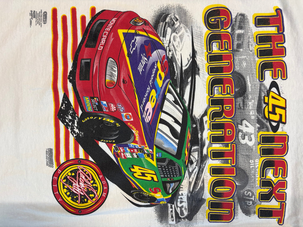 90s Single Stitch Adam Petty The Next Generation NASCAR T-Shirt Size XL Anvil Red Bar Tag