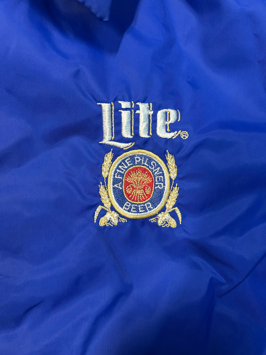 Vintage 90s Miller Lite Blue Collard Jacket