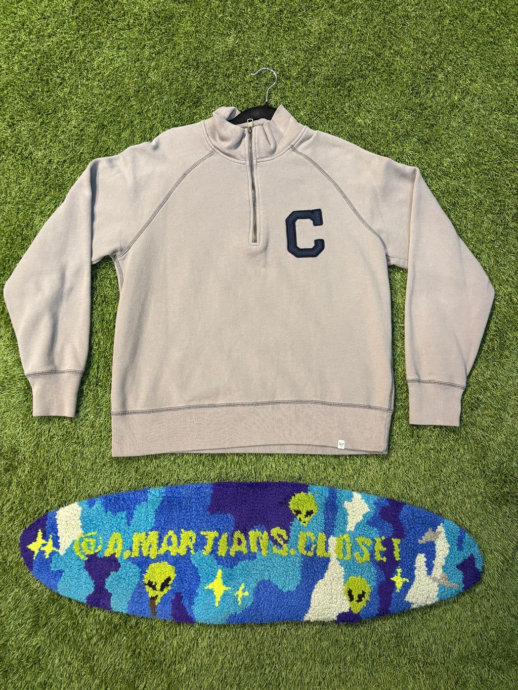 Grey Cleveland Indians 47 Brand Quarter Zip sweater Size Medium