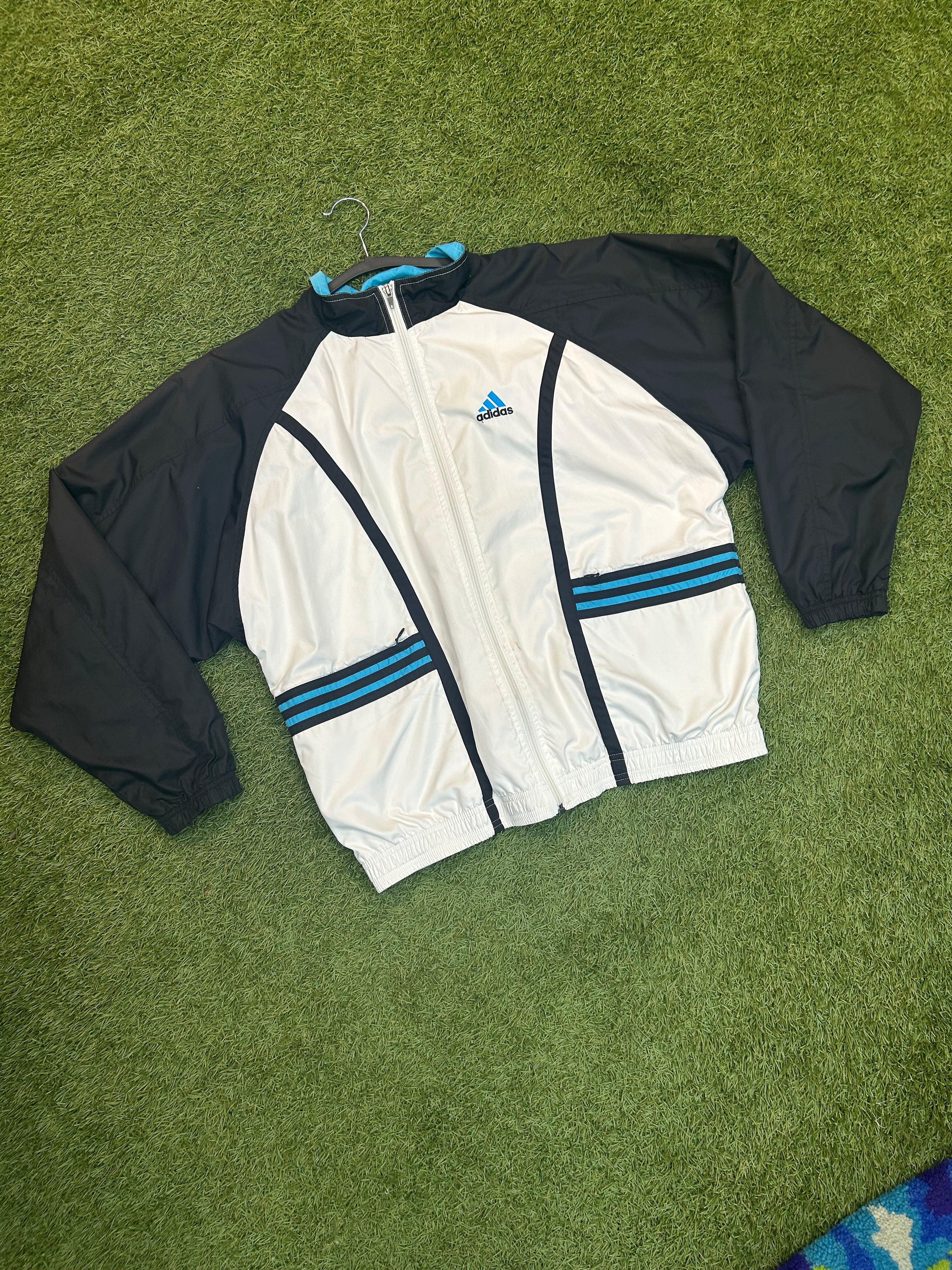Vintage Adidas Track Jacket Blue and Black Stripe