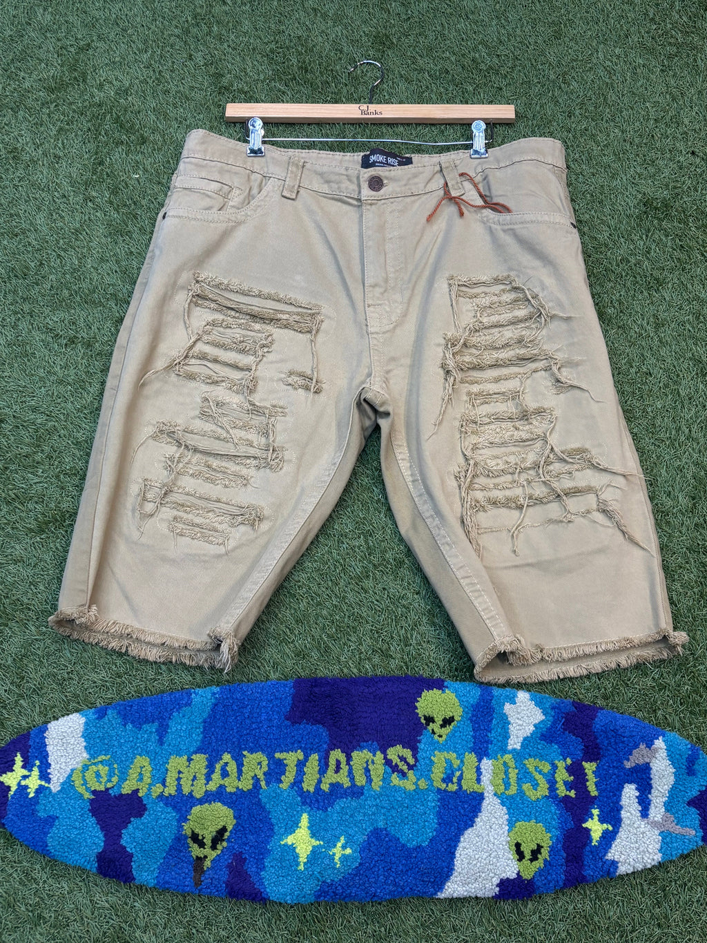 Smoke Rise Ripped Khaki Jorts
