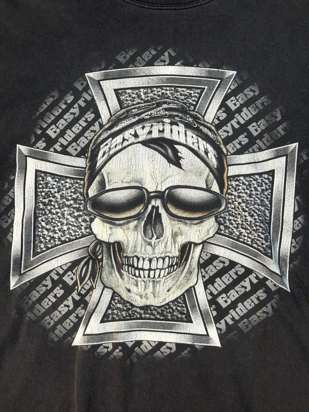 Vintage Easy Riders Motorcycle Long Sleeve Skull Tee