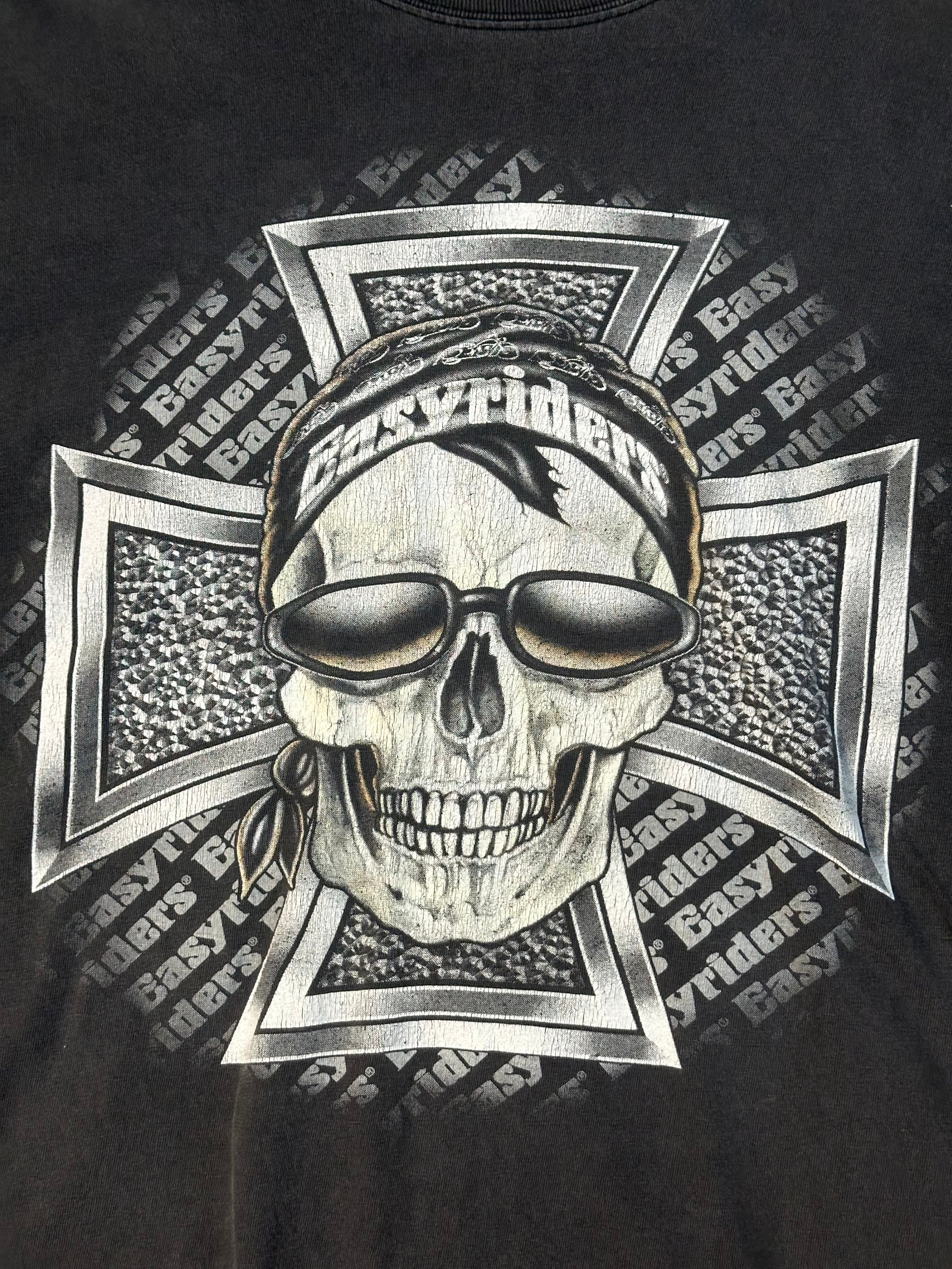 Vintage Easy Riders Motorcycle Long Sleeve Skull Tee