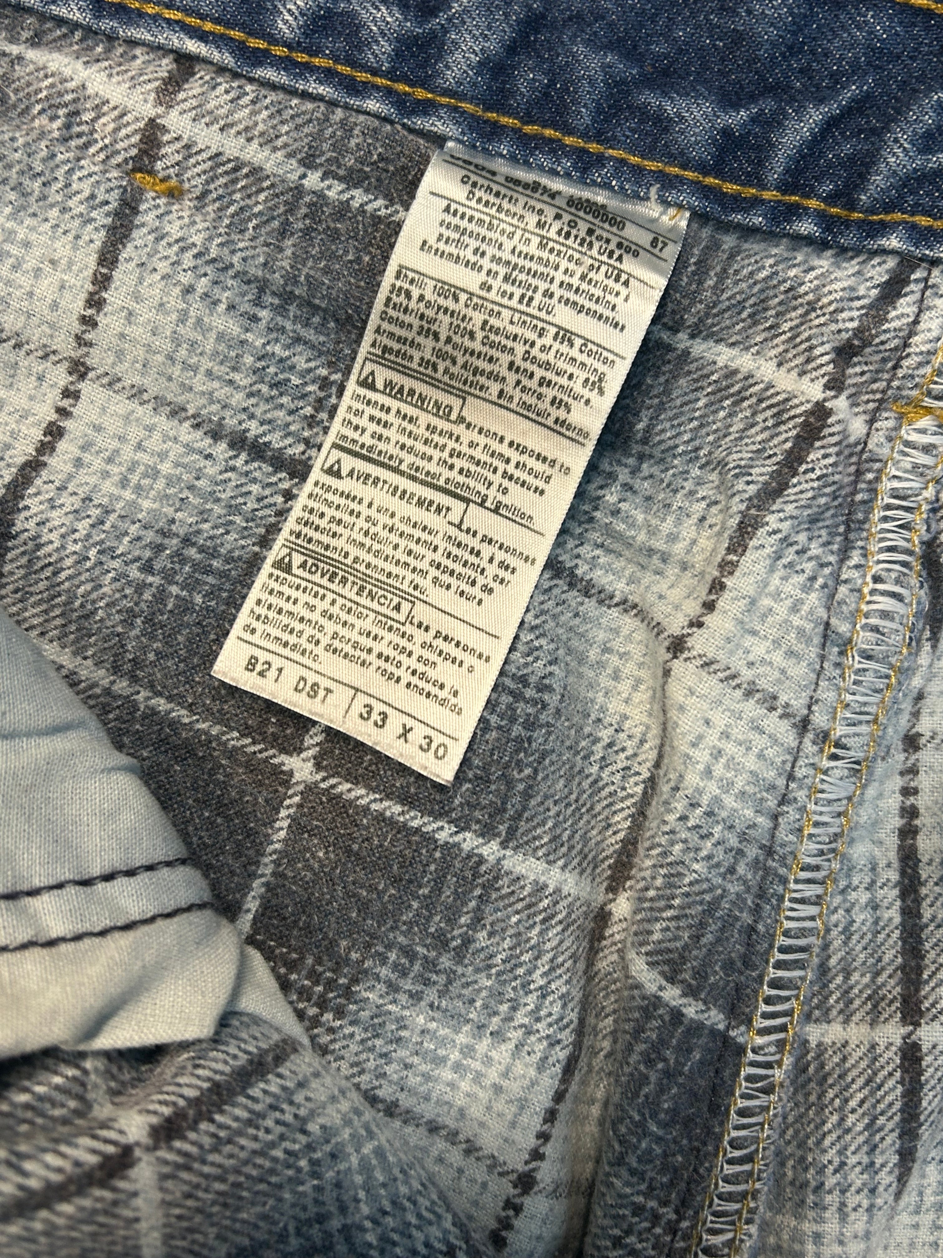 Vintage Carhartt B21 DST Flannel Lined Dark Blue Jeans