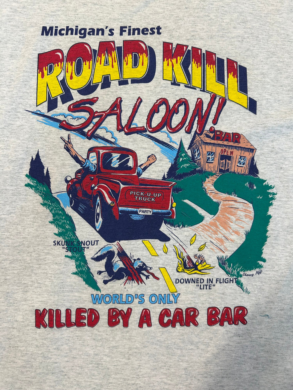 Vintage 90s Best Tag Road Kill Saloon Michigans Finest Tee