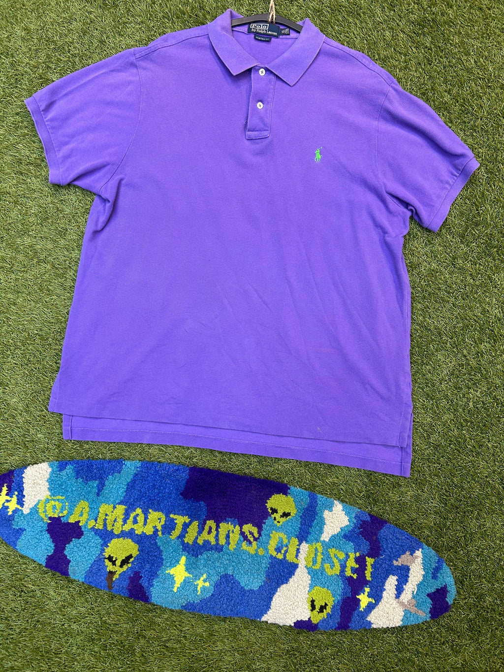 Vintage Single Stitch Polo Ralph Lauren Purple W/Green Logo
