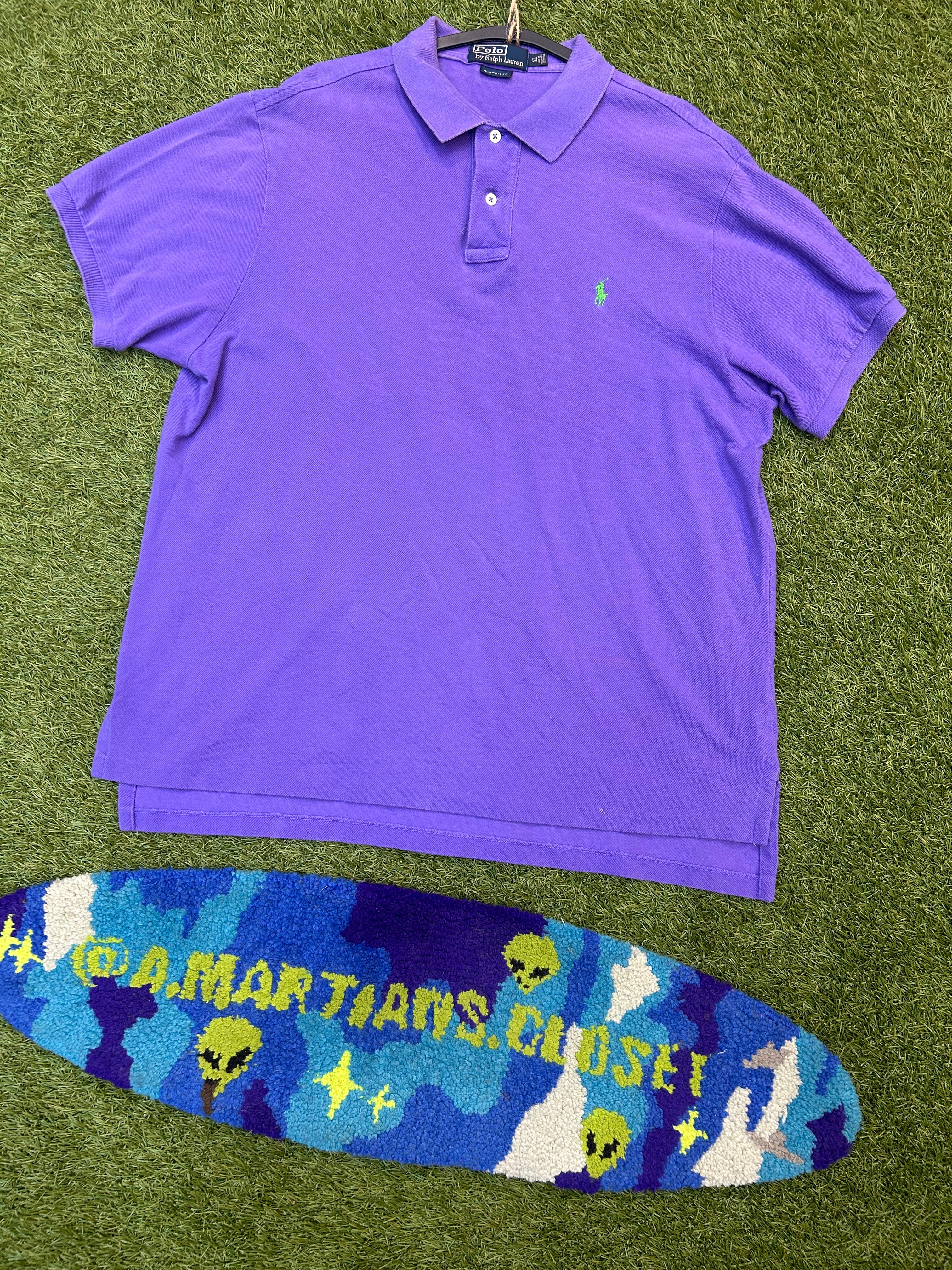 Vintage Single Stitch Polo Ralph Lauren Purple W/Green Logo