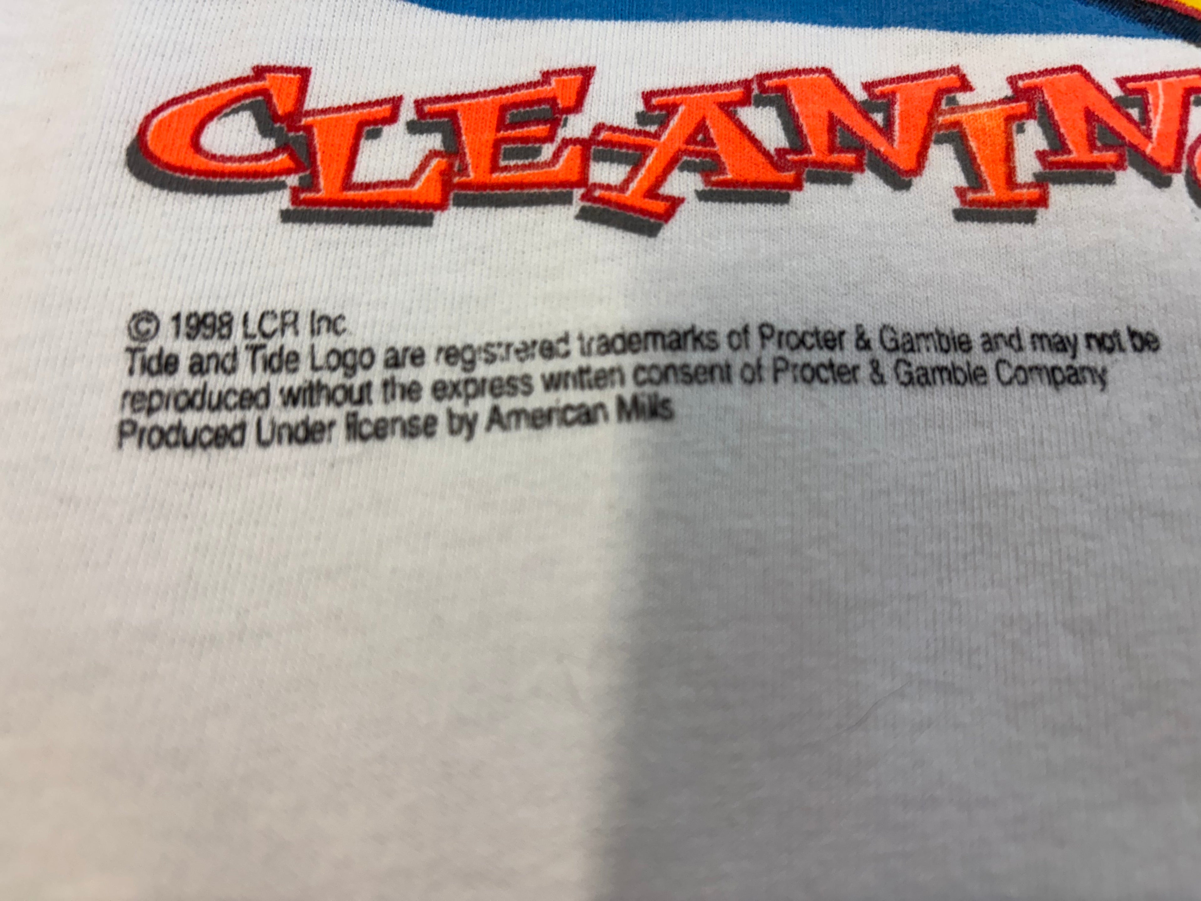 1998 Cleaning Up On The Track Tide Racing Team NASCAR T-Shirt Size XXL Royal Avalon Tag