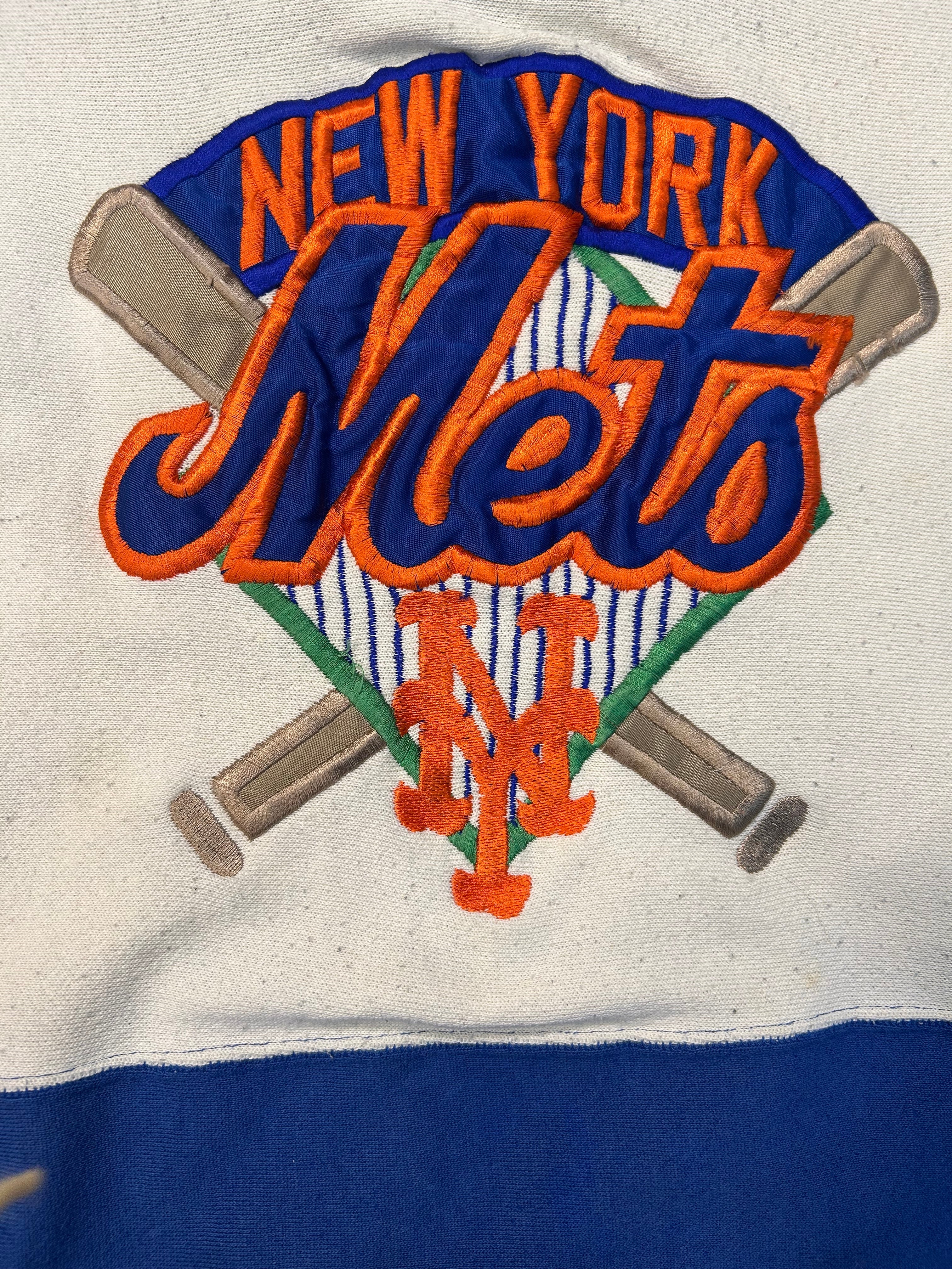 Vintage 90s New York Mets Big Embroidered Logo Crewneck
