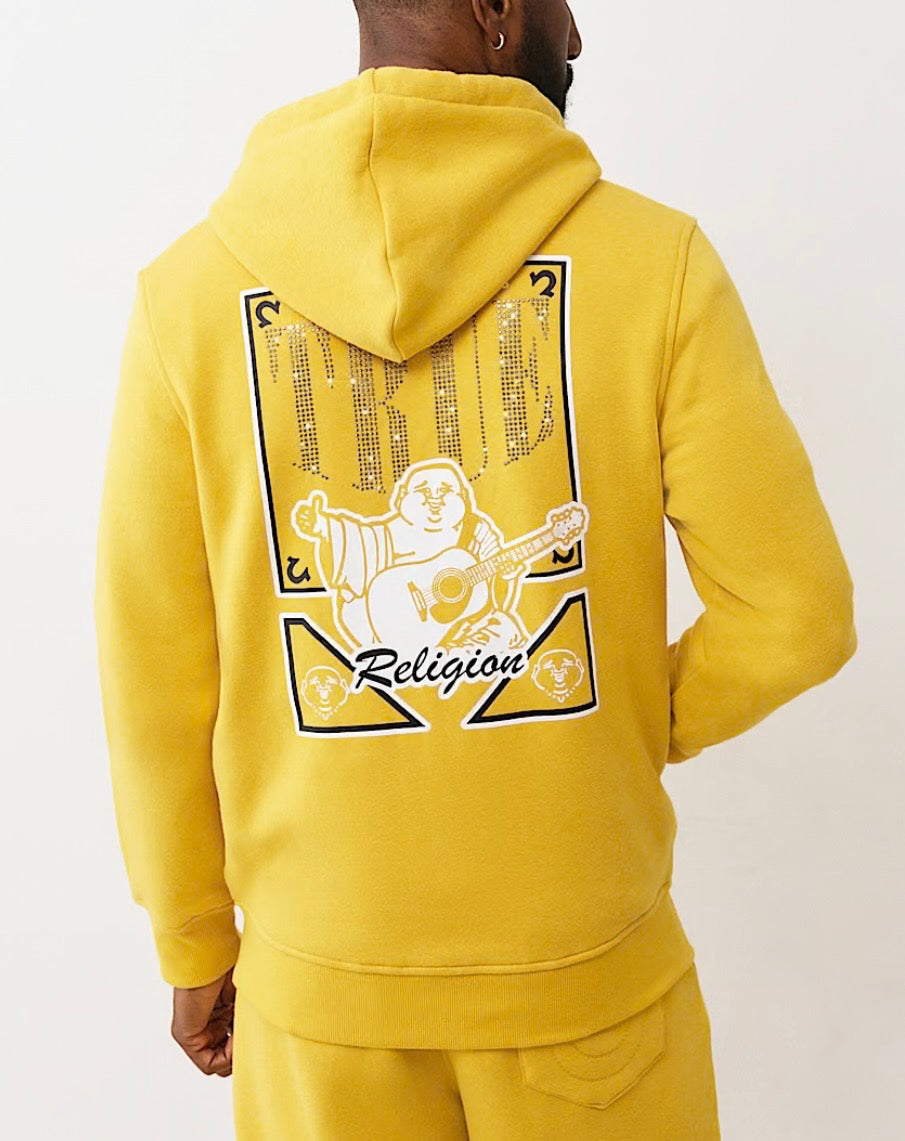 True Religion Buddha Card Yellow ZipUp Jacket
