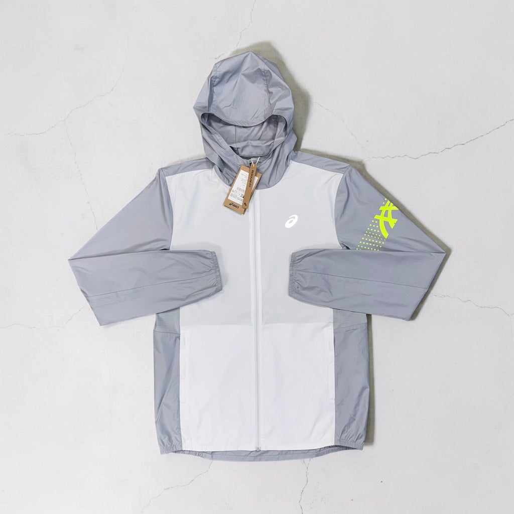 ASICS ICON WINDRUNNER JACKET - GREY WHITE / VOLT