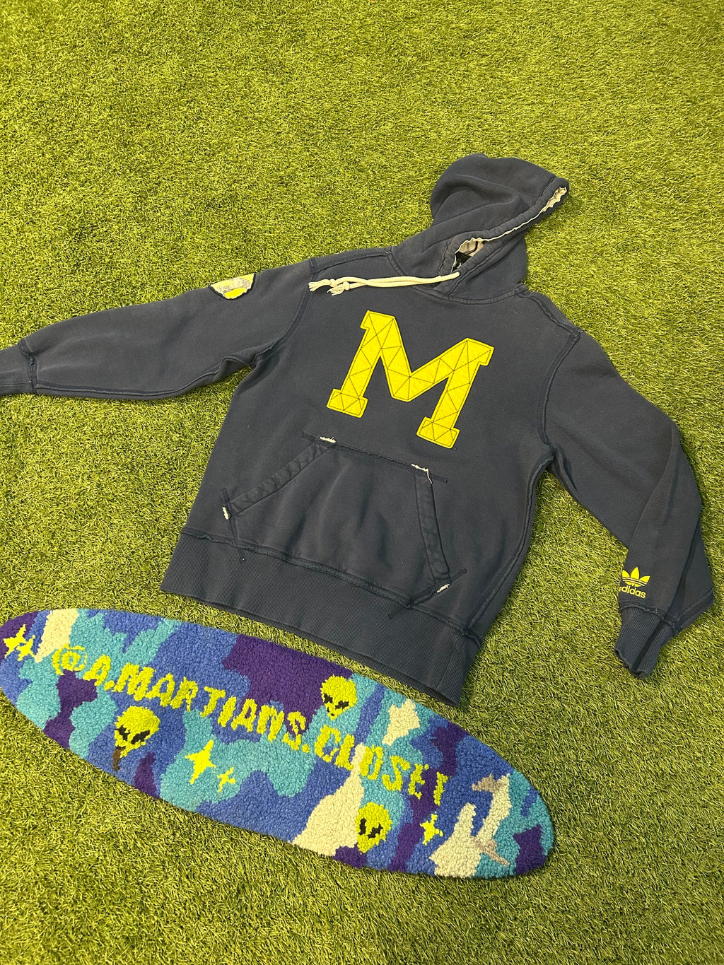 Y2K Adidas Michigan University Thick Embroidered Hoodie