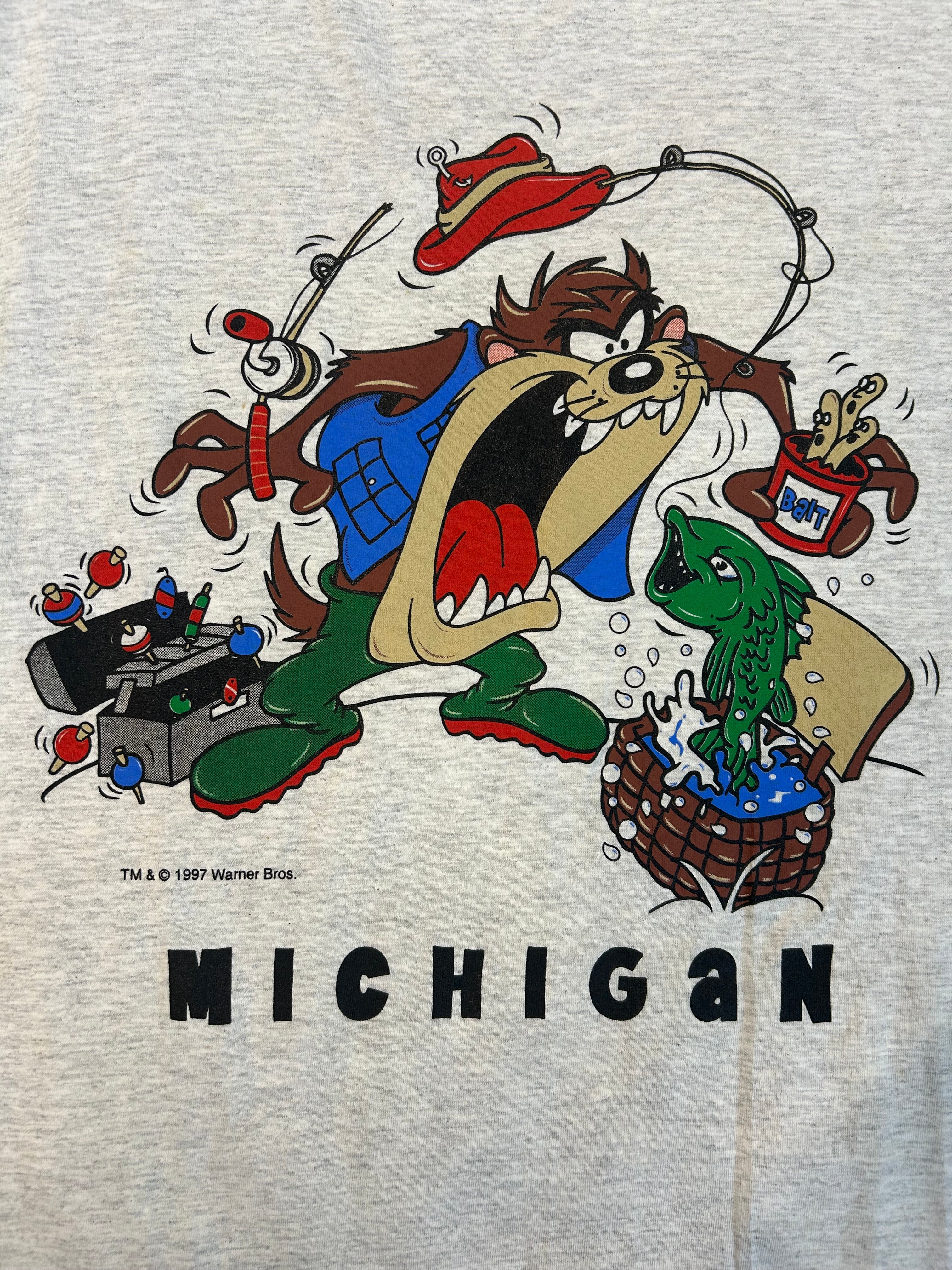 Vintage 1997 Tasmanian Devil Michigan Fishing Tee