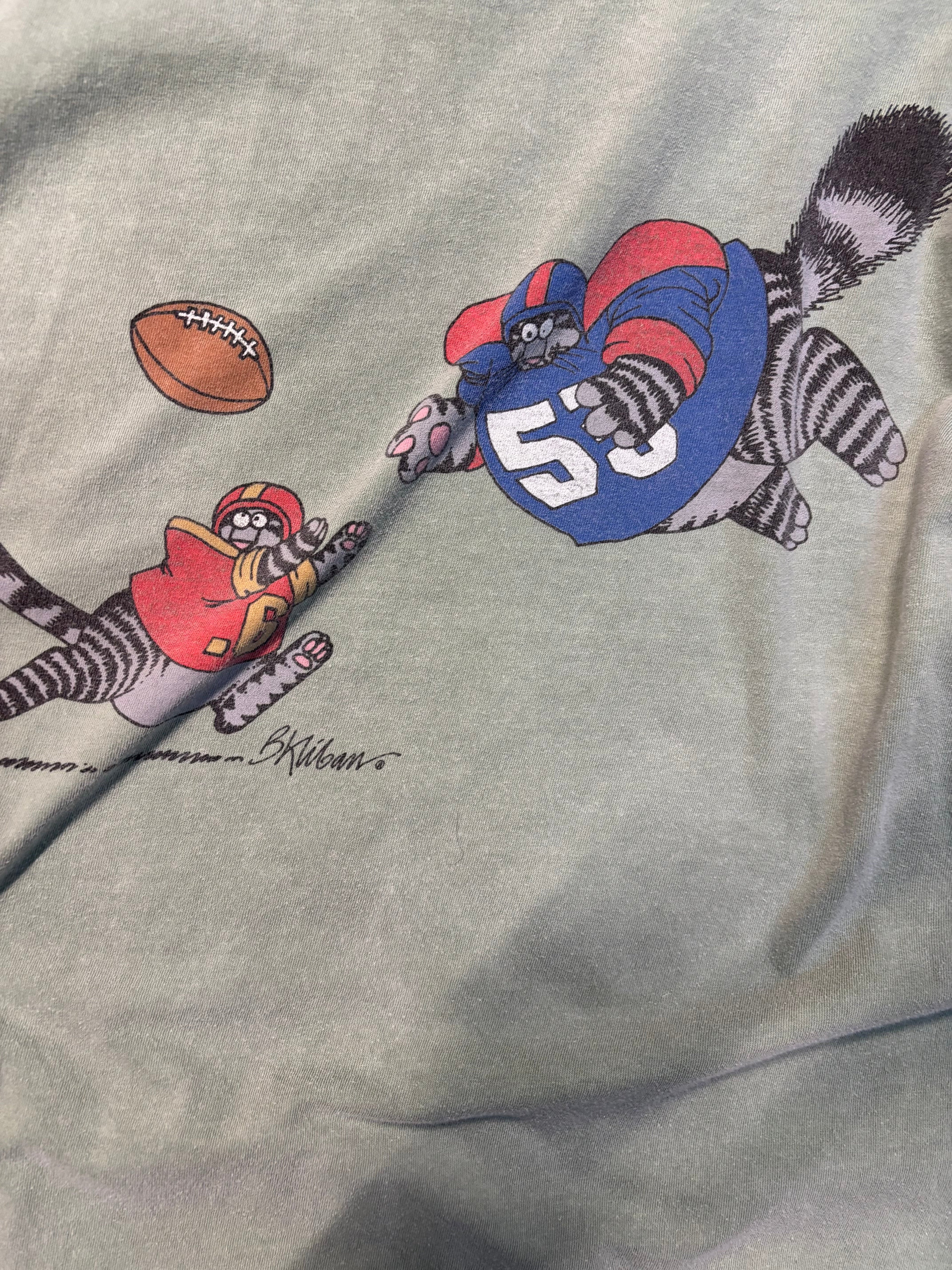 Vintage 90s Cat & Footballs Tee