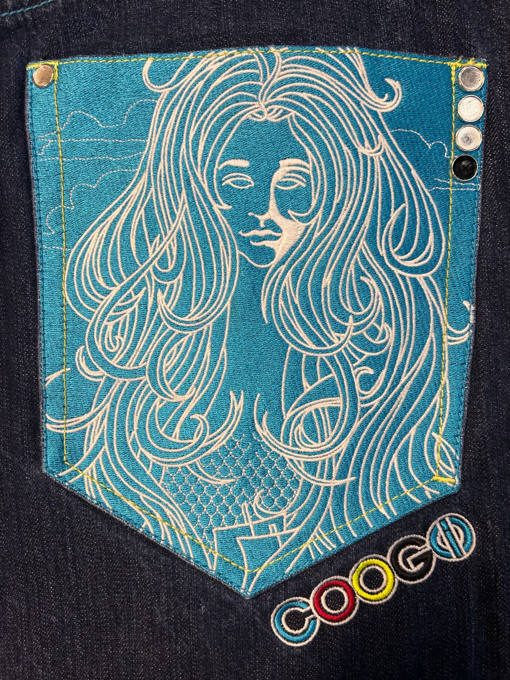 Y2K Coogi Blue Patch Jeans