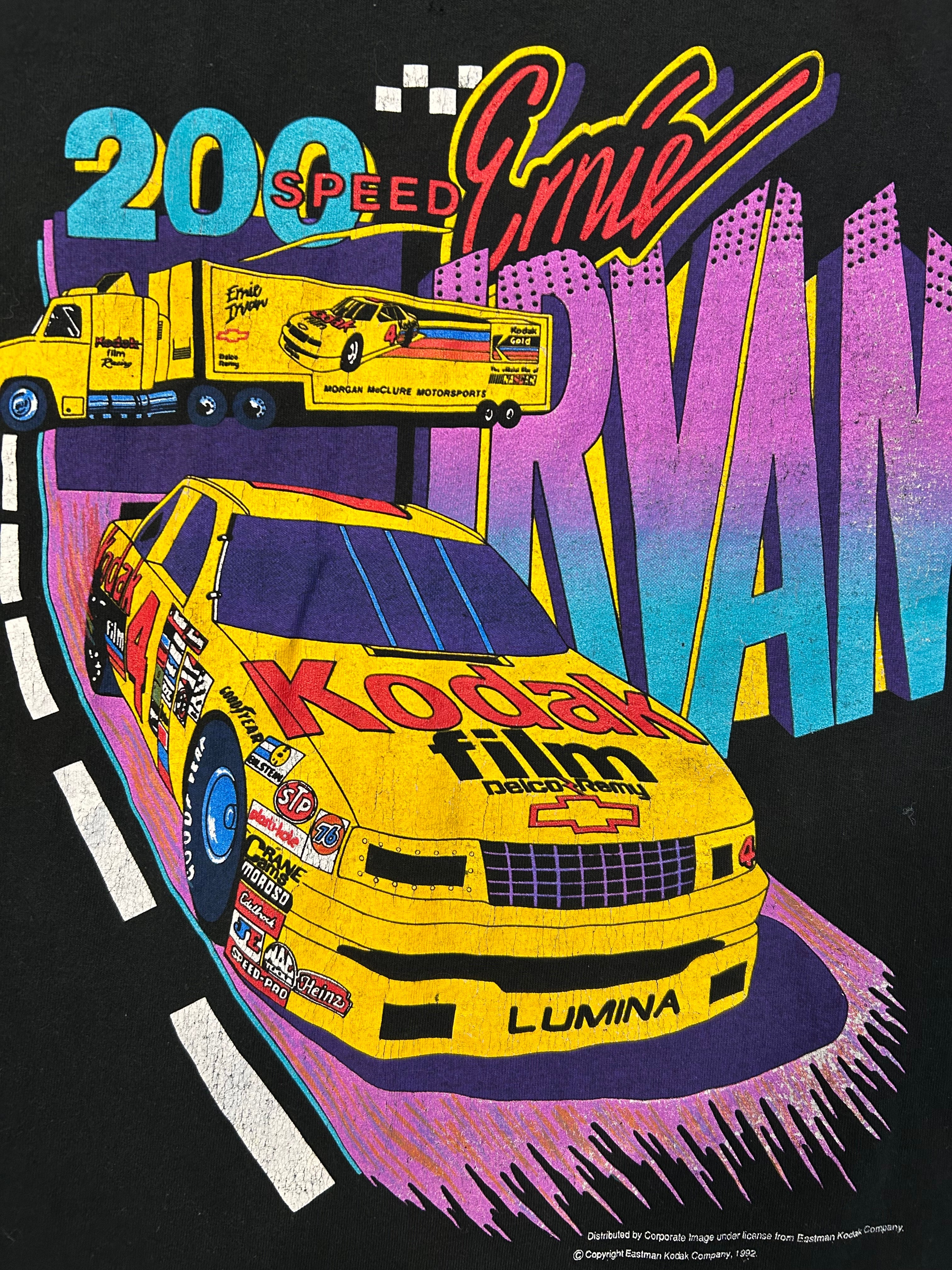 Vintage 1992 Ernie Irvan Kodak Film NASCAR Tee