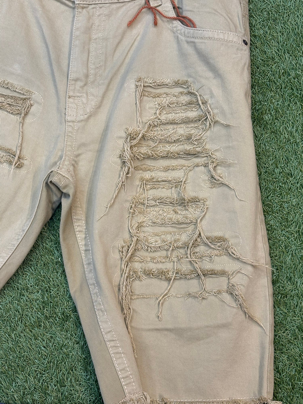 Smoke Rise Ripped Khaki Jorts
