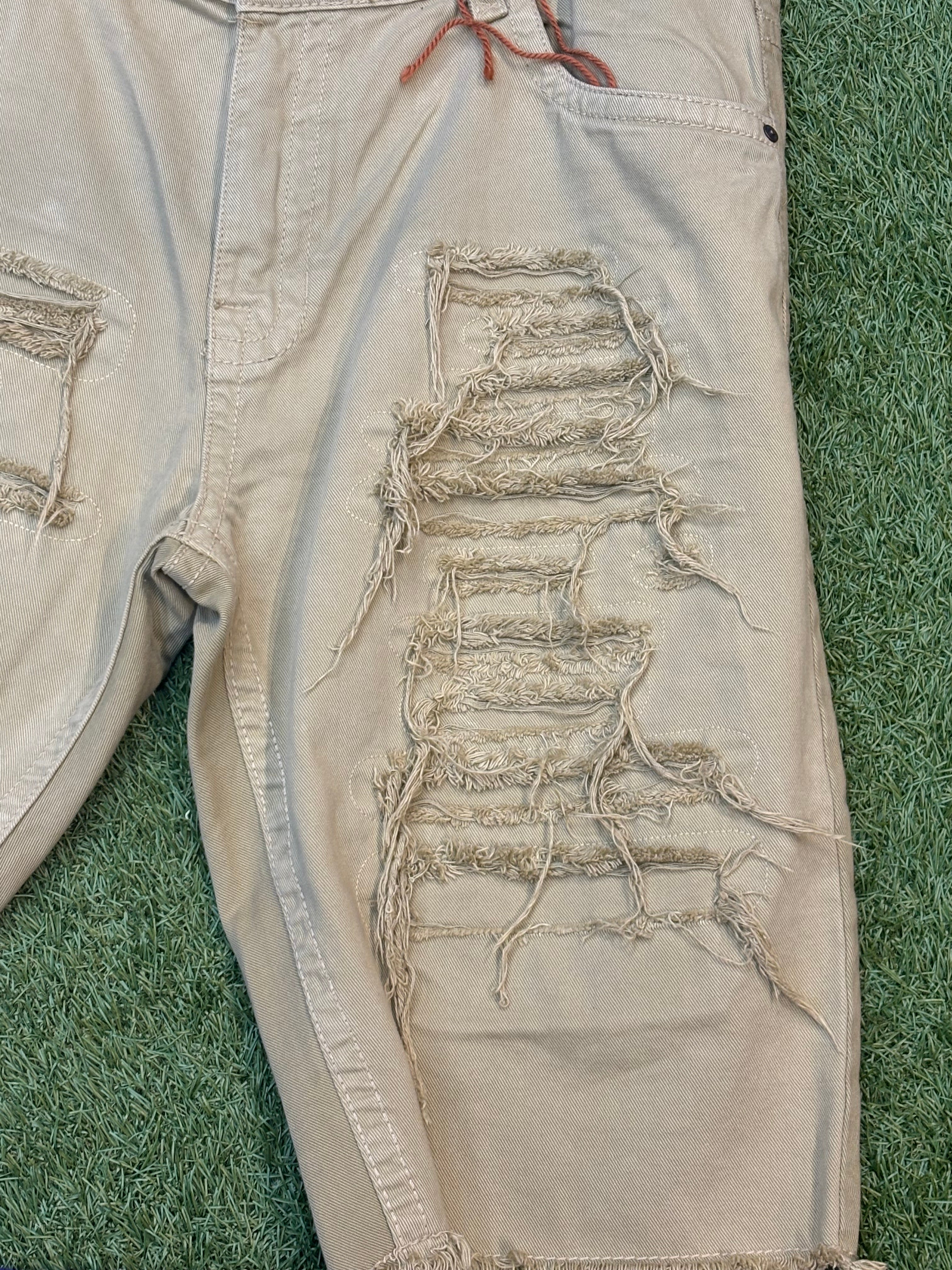 Smoke Rise Ripped Khaki Jorts
