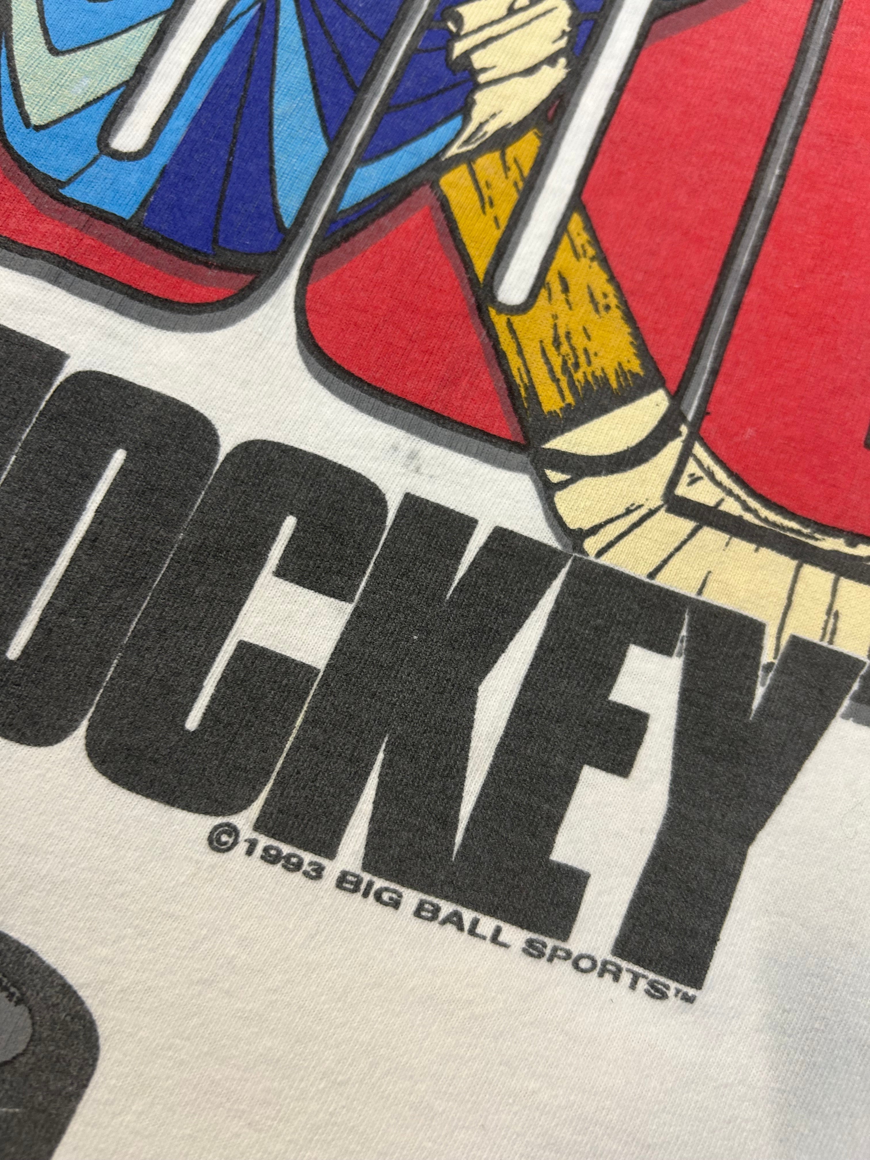 Vintage 1993 Give Blood Play Hockey Tee